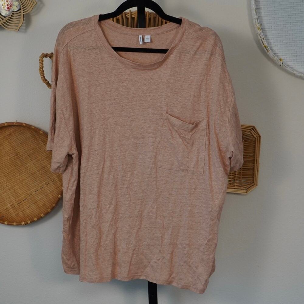 Nordstrom Short Sleeve Crew Neck Pullover Shirt‎ 100% Linen Womens Size 1X